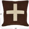 imageCreative CoOp Wool Blend Pillow with Swiss Cross Black and CreamBrown and Cream