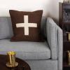 imageCreative CoOp Wool Blend Pillow with Swiss Cross Black and CreamBrown and Cream