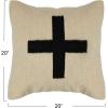 imageCreative CoOp Wool Blend Pillow with Swiss Cross Black and CreamCream and Black