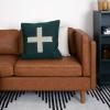 imageCreative CoOp Wool Blend Pillow with Swiss Cross Black and CreamGreen and Cream