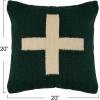 imageCreative CoOp Wool Blend Pillow with Swiss Cross Black and CreamGreen and Cream