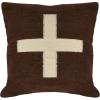 imageCreative CoOp Wool Blend Pillow with Swiss Cross Black and CreamBrown and Cream