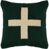 imageCreative CoOp Wool Blend Pillow with Swiss Cross Black and CreamGreen and Cream