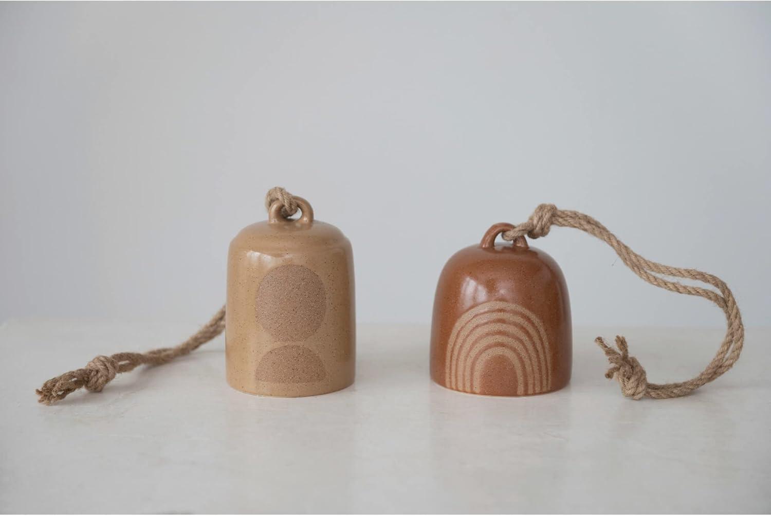 imageCreative CoOp Stoneware Bell with CircleRainbow Design Reactive Glaze 2 Colors 2 Styles Decorative Object 4quot L x 4quot W x 17quot H Multicolor