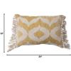 imageCreative CoOp Cotton Slub Lumbar Ikat Pattern and Tassels Pillow 16quot L x 24quot W x 2quot H Yellow