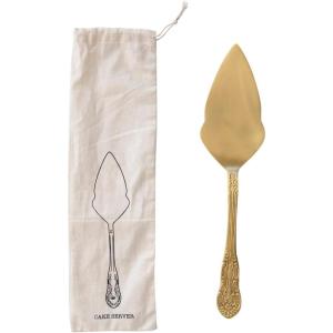 imageCreative CoOp Brass Printed Drawstring Bag Cake Server 11quot L x 3quot W x 0quot H