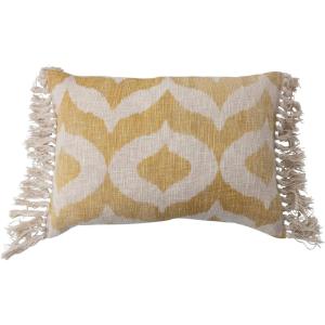 imageCreative CoOp Cotton Slub Lumbar Ikat Pattern and Tassels Pillow 16quot L x 24quot W x 2quot H Yellow