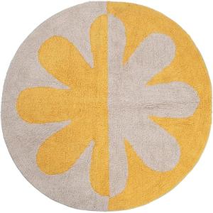 imageCreative CoOp Cotton Tufted TwoTone Flower Rug 48quot L x 48quot W x 0quot H Yellow
