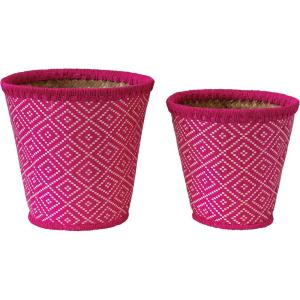 imageCreative CoOp HandWoven Seagrass Pattern Fuchsia Set of 2 Basket Fuschia 2