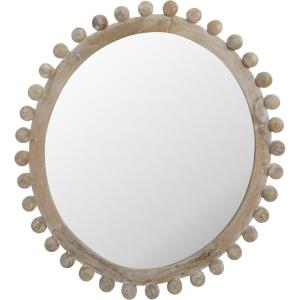 imageCreative CoOp Round Carved Wood Framed Wall Mirror Whitewashed