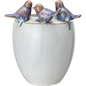 imageCreative CoOp Stoneware Planter with Birds on Rim Reactive GlazeHolds 5 Pot