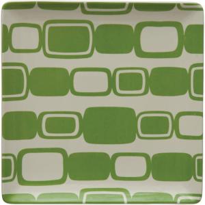 imageCreative CoOp Stoneware Rectangle Pattern Plate 11quotL x 11quotW x 1quotH Green