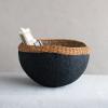 imageCreative CoOp Creative CoOp Decorative Handmade Paper Mache Bowl with Wicker Rim Black and Natural 20quot RoundBlack