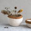 imageCreative CoOp Creative CoOp Decorative Handmade Paper Mache Bowl with Wicker Rim Black and Natural 20quot RoundWhite