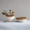 imageCreative CoOp Creative CoOp Decorative Handmade Paper Mache Bowl with Wicker Rim Black and Natural 20quot RoundWhite