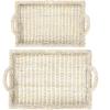 imageCreative CoOp Decorative Rattan Trays with Handles ampamp Whitewashed Finish Set of 2 Sizes