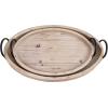 imageRound Decorative Wood Trays with Metal Handles Set of 2 Sizes