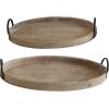 imageRound Decorative Wood Trays with Metal Handles Set of 2 Sizes