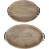 imageRound Decorative Wood Trays with Metal Handles Set of 2 Sizes
