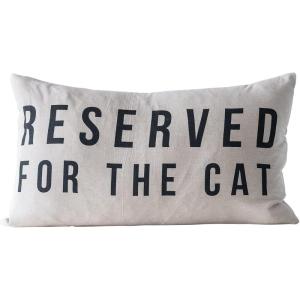 imageCreative CoOp Cotton Lumbar Pillow with quotReserved For The Dogquot Design Natural and BlackCat