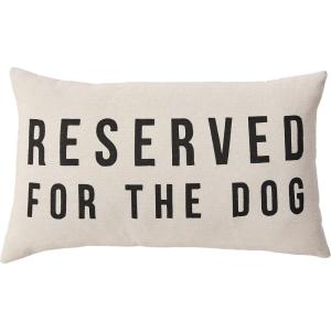 imageCreative CoOp Cotton Lumbar Pillow with quotReserved For The Dogquot Design Natural and BlackDog