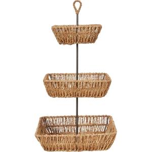 imageCreative CoOp Decorative Handwoven Seagrass 3Tier Handle Tray Beige