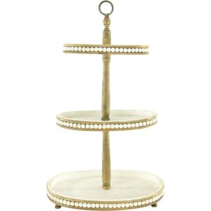 imageCreative CoOp Decorative Oval 3Tier Wood Tray with Handle