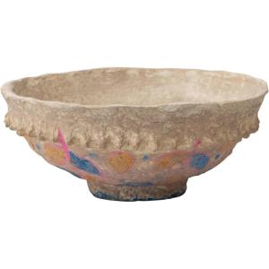 imageCreative CoOp Hand Painted Vintage Reproduction Paper Mache Bowl Multicolor Decorative Accents 14quot L x 14quot W x 6quot H