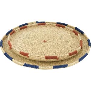 imageCreative CoOp Handwoven Natural Seagrass Set of 2 Sizes Trays Multicolor
