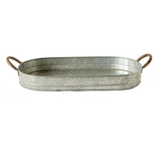 imageCreative CoOp Oval Galvanized Metal Tray with Handles