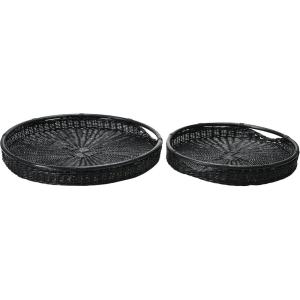 imageCreative CoOp S2 Wicker Trays wHandle