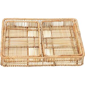 imageMultipurpose HandWoven Trays for Kitchen Decorative Rattan Trays with Handles