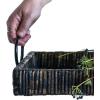imageCreative CoOp Black Rattan ampamp Wood Tray with Handles