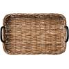 imageCreative CoOp Decorative Woven Rattan Metal Handles Natural and Black Tray