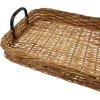imageCreative CoOp Decorative Woven Rattan Metal Handles Natural and Black Tray