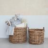imageCreative CoOp Rattan Woven Basket Set with Handles Natural Set of 2