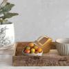 imageDecorative Mango Wood Tray with Handles and Laser Etched Botanicals for Design and Storage Natural