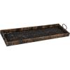 imageCreative CoOp Black Rattan ampamp Wood Tray with Handles