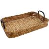imageCreative CoOp Decorative Woven Rattan Metal Handles Natural and Black Tray