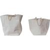 imageCreative CoOp Natural Cotton Canvas Tote Bags with Braided Handles Set of 2 Large Medium