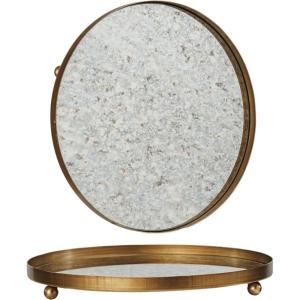 imageCreative CoOp Antiqued Mirror Footed Metal Tray Gold