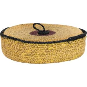imageCreative CoOp Global Round Seagrass Tray Baskets with Loop Set of 5 Sizes Multicolor