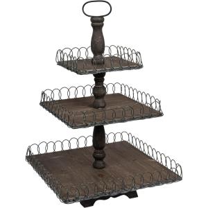 imageCreative CoOp Grey Wood 3Tier Tray
