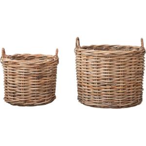 imageCreative CoOp Rattan Woven Basket Set with Handles Natural Set of 2