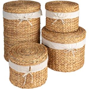 imageCreative CoOp Serene Hyacinth Basket Ensemble with Lids Natural Set of 4