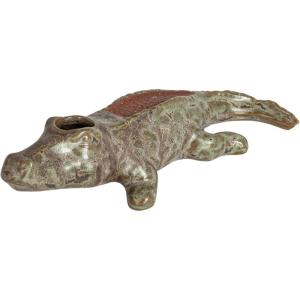imageCreative CoOp Stoneware Alligator Match Holder GreenAlligator