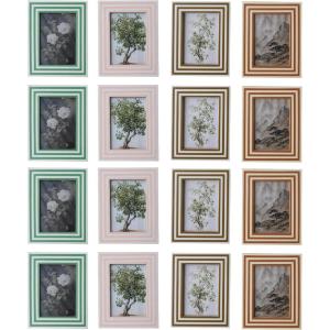 imageCreative CoOp Striped Resin and Wood Photo Frame Multicolor Set of 4