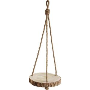 imageCreative CoOp Round Paulownia Wood Slice Hanging Pedestal Large NaturalSmall