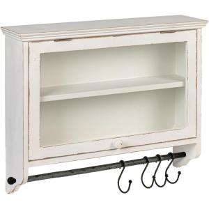 imageCreative CoOp Wood and Glass Wall Cabinet with Hooks