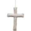 imageCreative CoOp Handmade Recycled Fabric Cross with Glass Beads Cream Color Wall Dcor